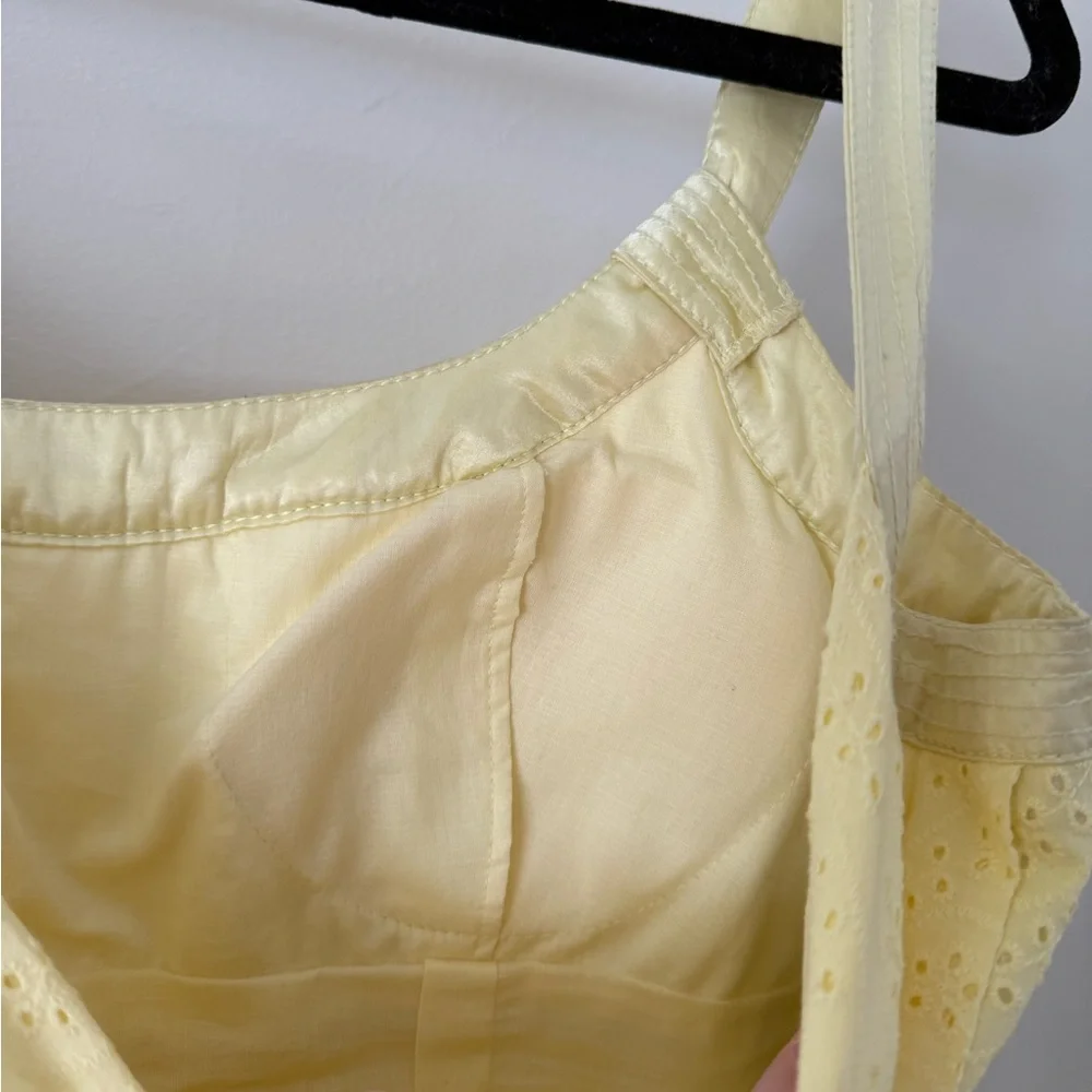 Butter Yellow Sundress Calvin Klein Womens 4 - Eyelet Pleated Cotton Cottagecore - Picture 16 of 16